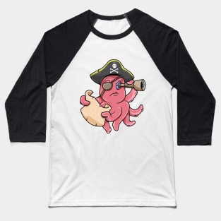 Octopus Pirate Treasure map Binoculars Baseball T-Shirt